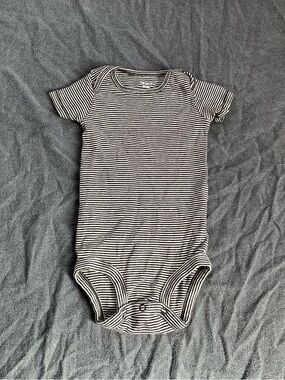 Carter's black and white striped baby short sleeve onesie